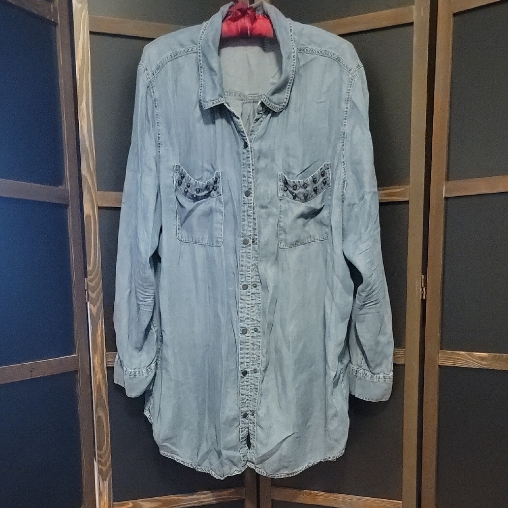 a.n.a Blue Denim Shirt